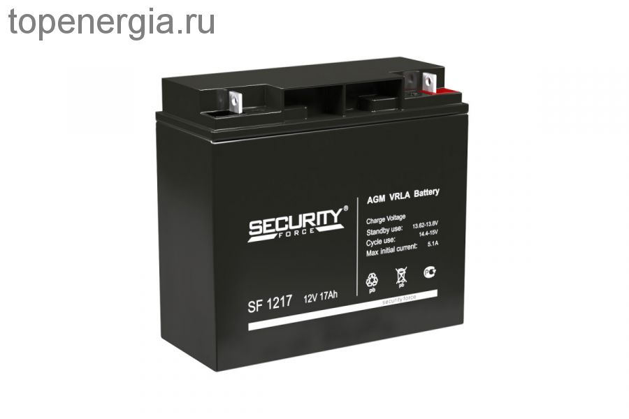 Аккумулятор герметичный VRLA свинцово-кислотный SECURITY FORCE SF 1217 (12V/17Ah)