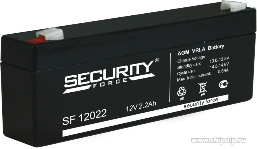 Аккумулятор герметичный VRLA свинцово-кислотный SECURITY FORCE SF 12022 (12V/2,2Ah) Аккумулятор герметичный VRLA свинцово-кислотный SECURITY FORCE SF 12022 (12V/2,2Ah)
