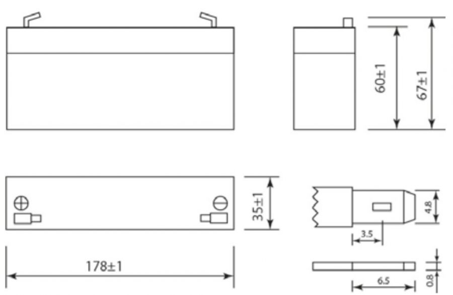 Аккумулятор герметичный VRLA свинцово-кислотный SECURITY FORCE SF 12022 (12V/2,2Ah)