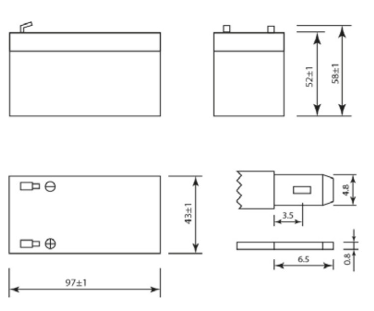Аккумулятор герметичный VRLA свинцово-кислотный SECURITY FORCE SF 12012 (12V/1,2Ah)