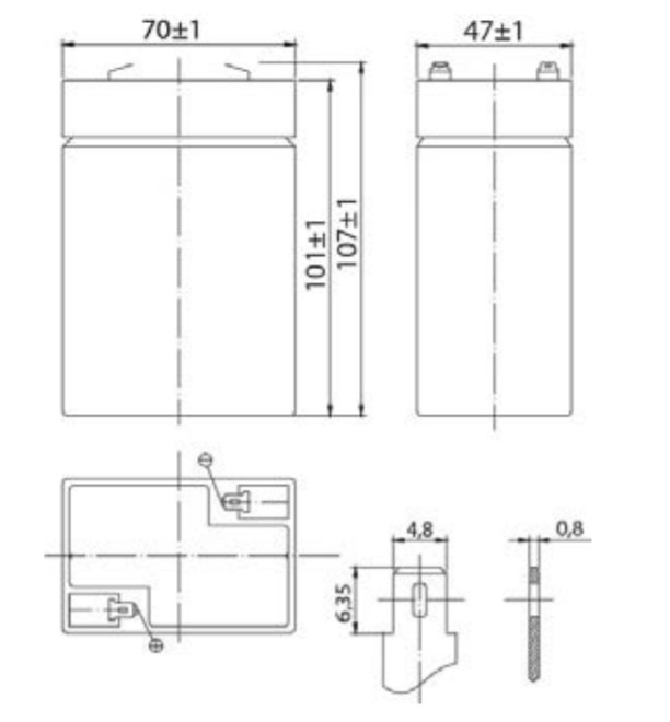 Аккумулятор герметичный VRLA свинцово-кислотный SECURITY FORCE SF 6045 (6V/4,5Ah)
