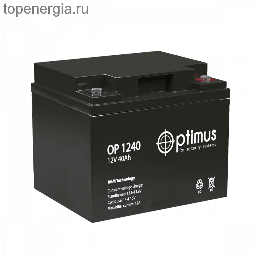 Аккумулятор герметичный VRLA свинцово-кислотный OPTIMUS OP 1240 (12V/40Ah)