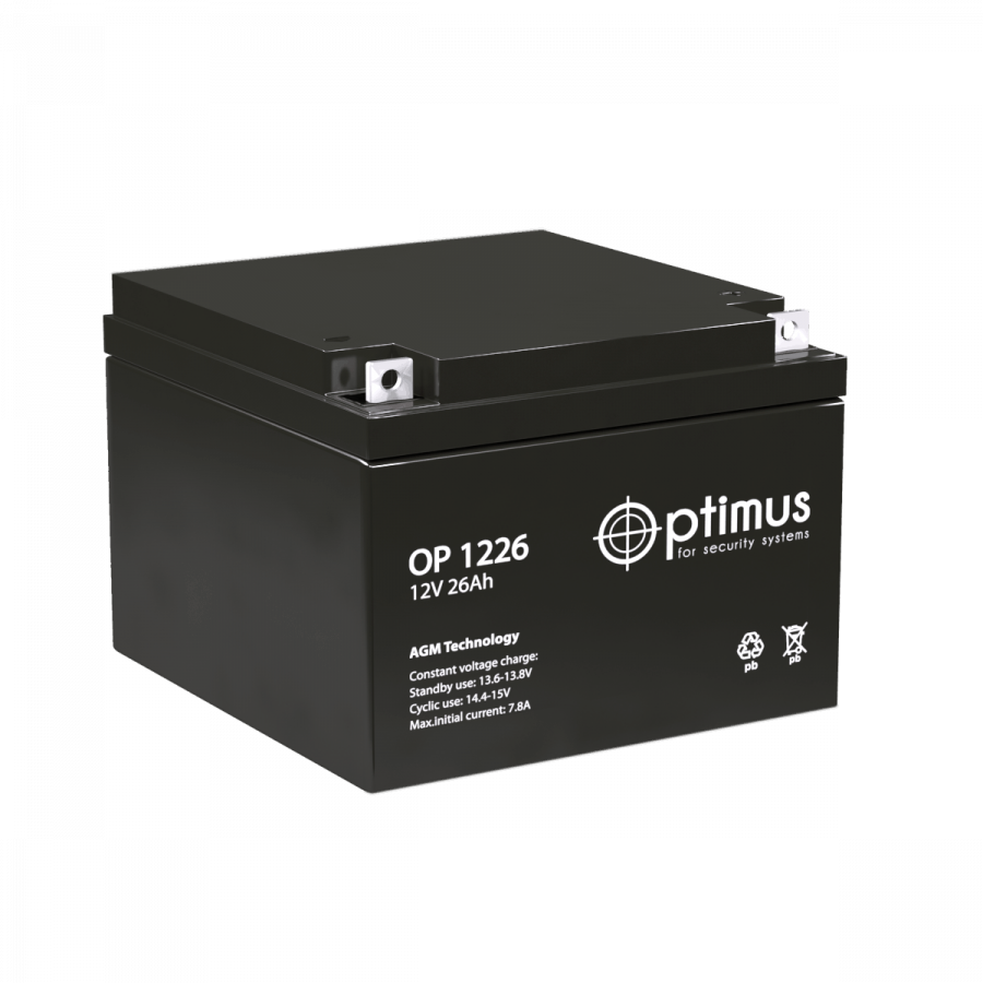 Аккумулятор герметичный VRLA свинцово-кислотный OPTIMUS OP 1226 (12V/26Ah)