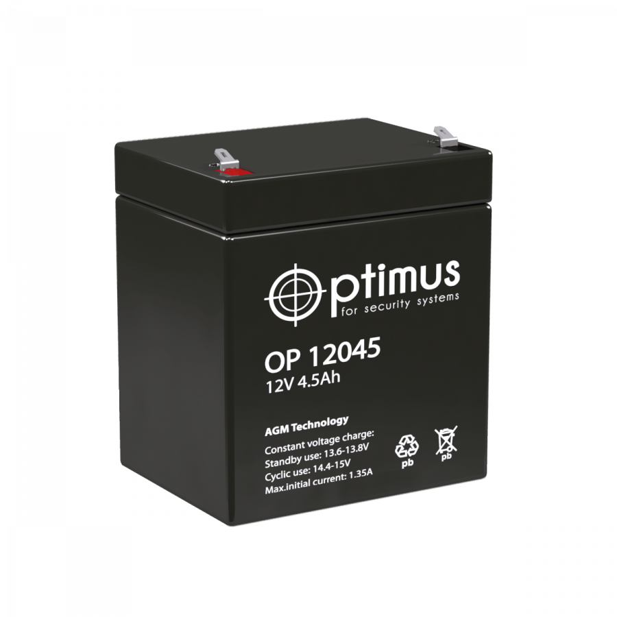 Аккумулятор герметичный VRLA свинцово-кислотный OPTIMUS OP 12045 (12V/4,5Ah) Аккумулятор герметичный VRLA свинцово-кислотный OPTIMUS OP 12045 (12V/4,5Ah)