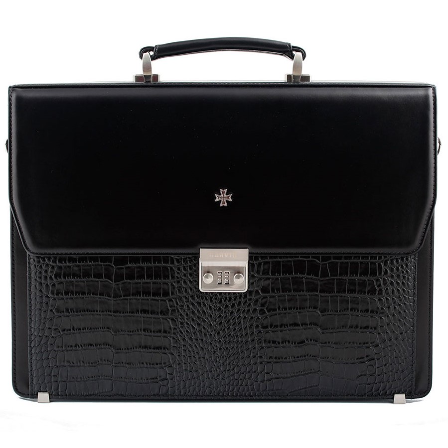 Портфель мужской кожаный Narvin 9737-N.Vegetta Black/Aligro Black