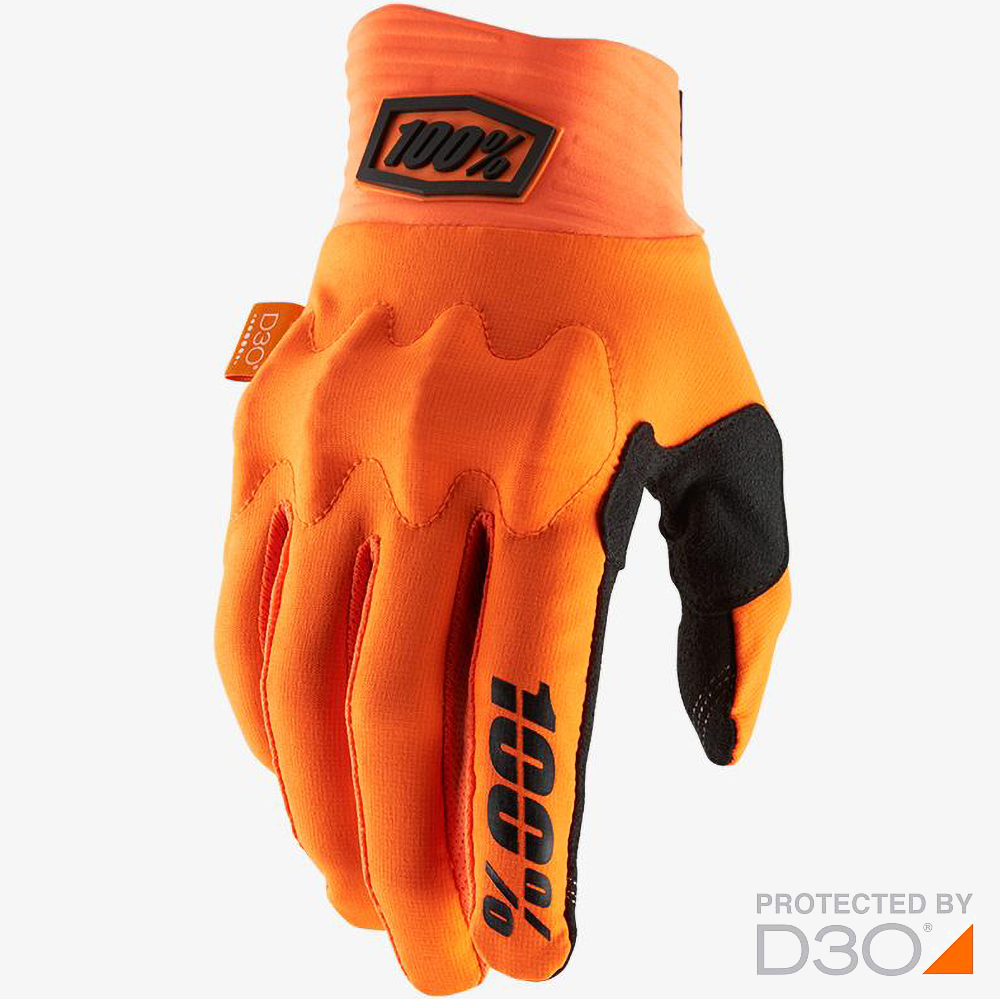 100% Cognito D3O Fluo Orange/Black перчатки для эндуро