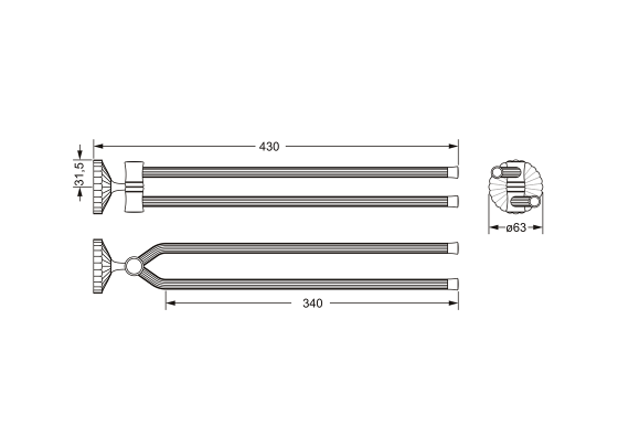 Полотенцедержатель двойной Jorger CRONOS CRYSTAL 637.00.002 схема 2