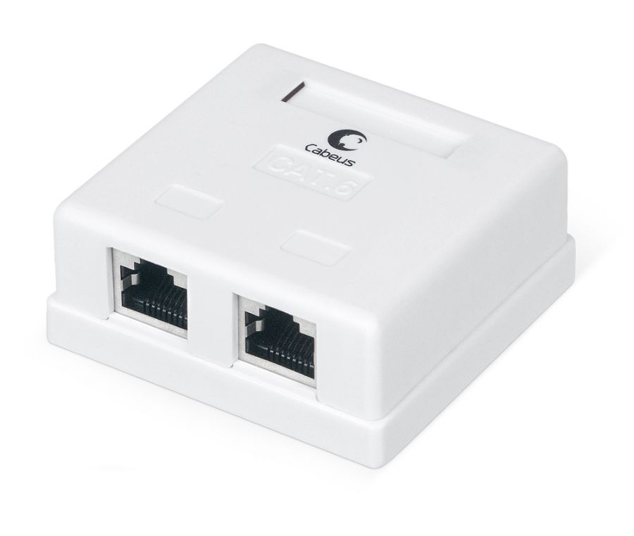 CABEUS WS-8P8C-CAT.6-SH-2 РОЗЕТКА КОМПЬЮТЕРНАЯ RJ-45(8P8C), КАТЕГОРИЯ 6, ЭКРАНИРОВАННАЯ, ДВОЙНАЯ