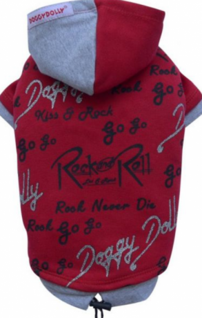 Толстовка с капюшоном "Rock& Roll" красная(XS, S, L, XL)