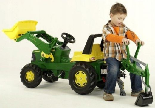 Педальный трактор Rolly Junior John Deere с двумя ковшами арт.811076