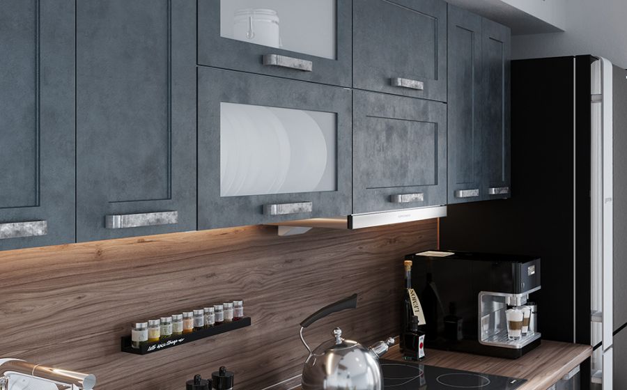 Кухня модульная Лофт (бетон графит/корпус белый) (Столица Мебели)
