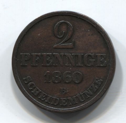 2 пфеннига 1860 Ганновер