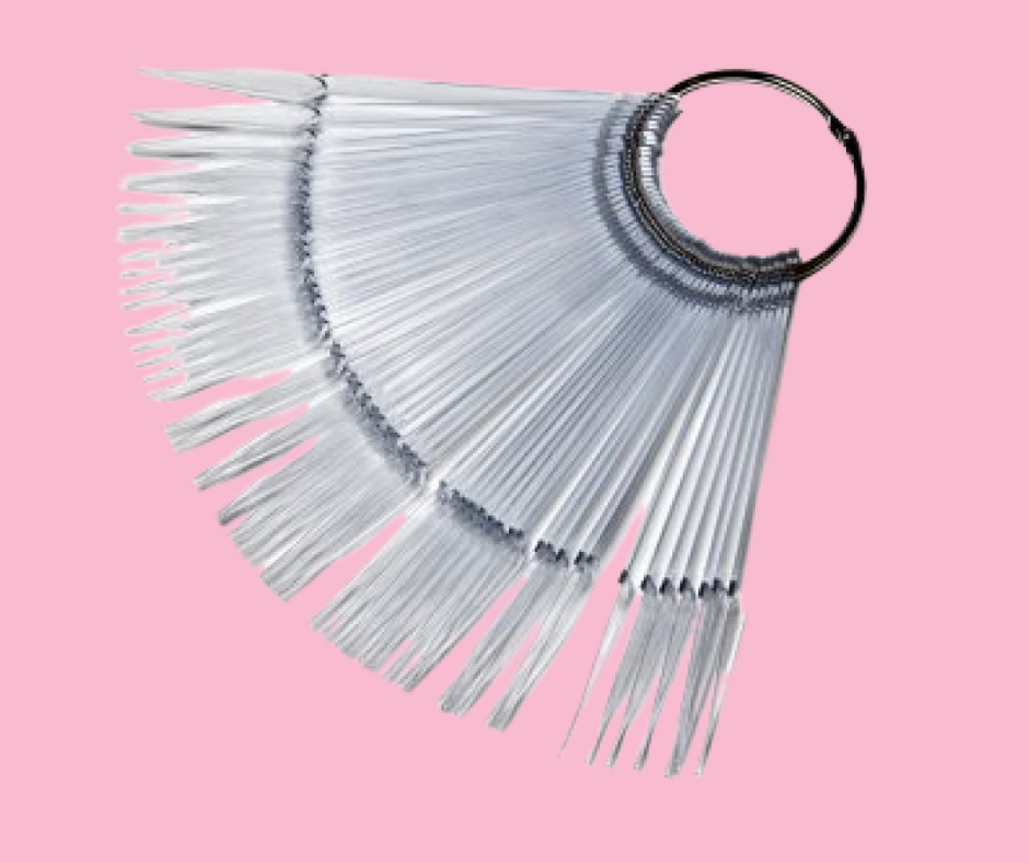 Цветовая палитра «складной веер» на кольце  прозрачная,  форма  "стилет"