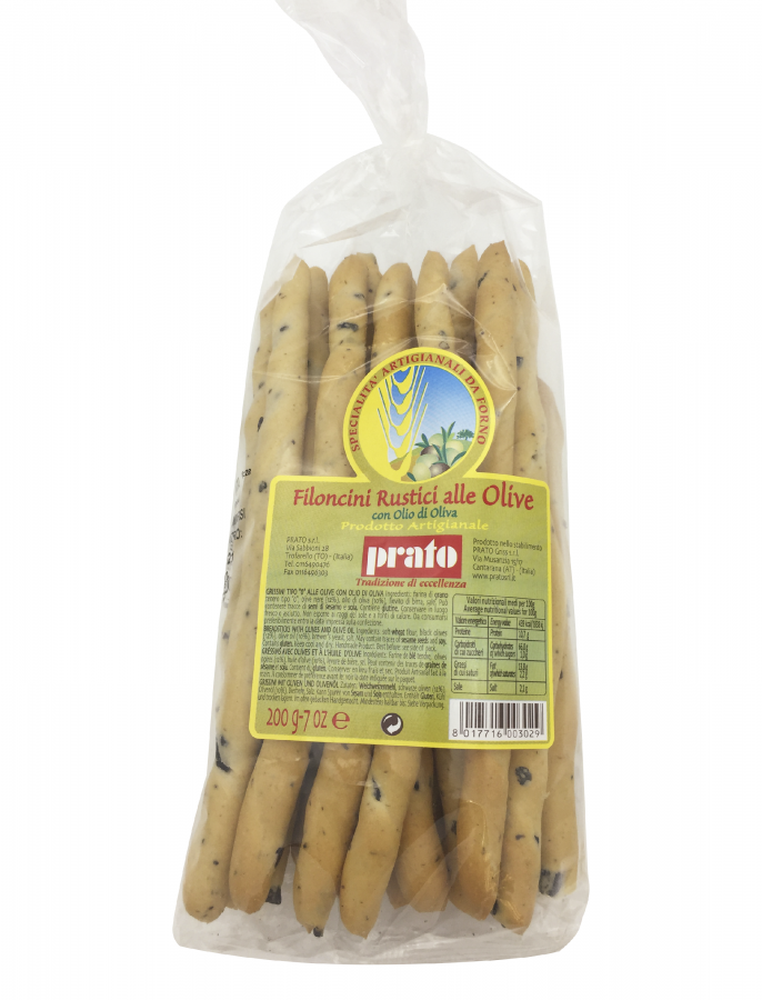 Гриссини Филончини с оливками 200 г, Filoncini rustici alle olive Prato 200 gr.