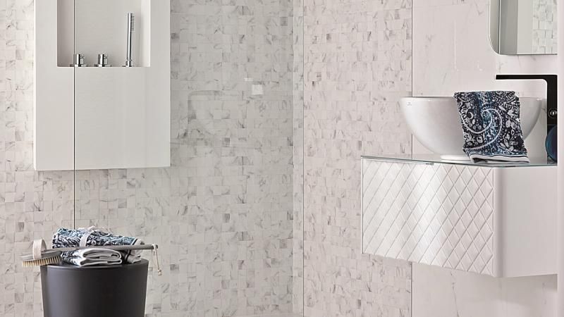 Керамическая мозаика Porcelanosa Marmol Mosaico Carrara Blanco P34705551 31,6х90 схема 2