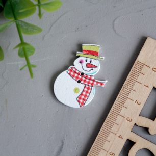Деревянное украшение - Снеговик в шарфе 3,5 см.( 5 штук)