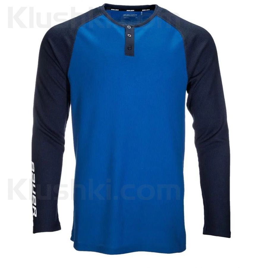 Футболка с длинным рукавом Bauer Long Sleeve Henley, Royal (SR)