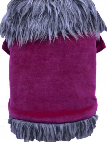 Велюровое пальто с меховым воротником(S, M, L, XL)
