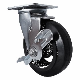 Колесо большегрузное обрезиненное поворотное с тормозом SCdb