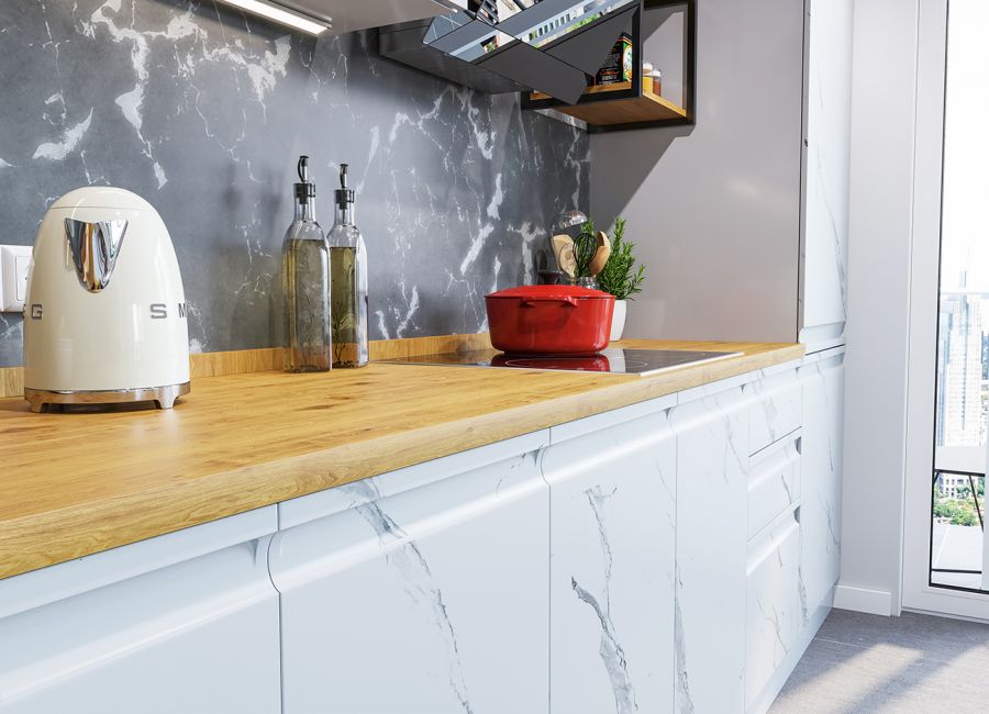 Кухня Скала (Мрамор арктик)