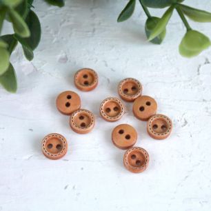 Деревянные пуговицы светло - коричневые с контуром, 10 шт., 5 мм.