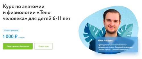 [Фоксфорд] Курс по анатомии и физиологии «Тело человека» для детей 6-11 лет (Илья Чигарев)