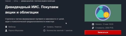 [Красный циркуль]Дивидендный ИИС. Покупаем акции и облигации - май 2019 (Лариса Морозова)