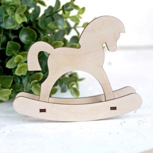 Аксессуар для куклы - Лошадка деревянная, 11 см.