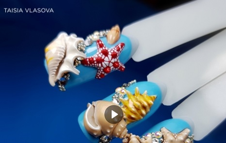 AQUAMARINE Морской 3D дизайн ногтей (Таисия Власова)