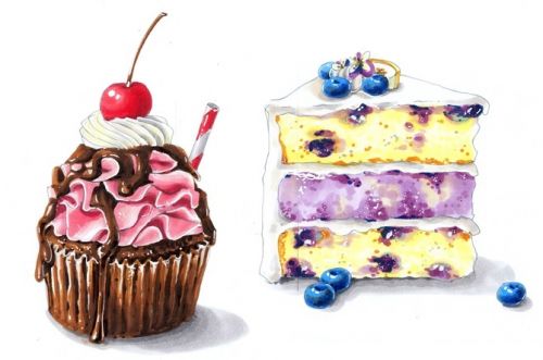 [Скетчинг маркерами] Мини-курс «Сладости» (Любовь Дрюма)