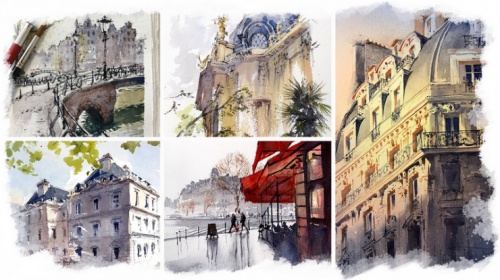 [Domestika] Архитектурные наброски акварелью и тушью (Alex Hillkurtz)