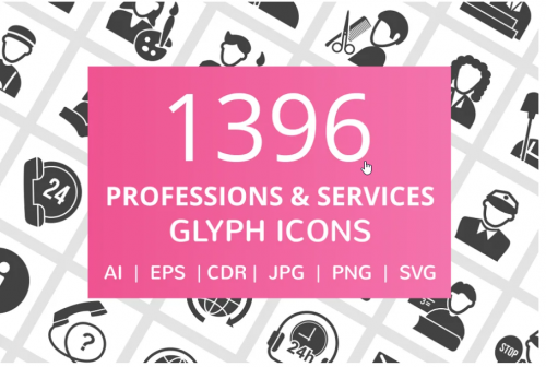 [Creativemarket] 1396 Professions Glyph Icons