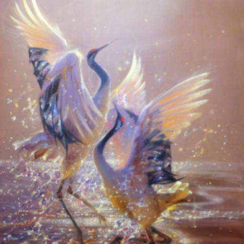 Журавли в технике Сияние (Александр Маранов)