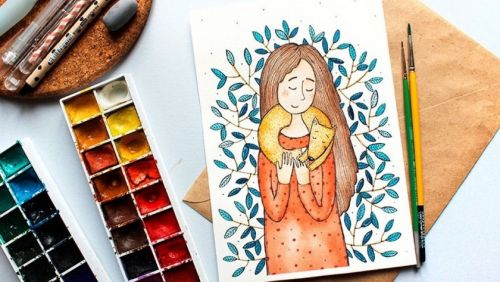 Видео урок рисования акварелью 'Тёплый лис' (Таня Самошкина)