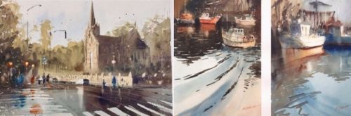 Город после дождя и Вода в акварели (Сергей Лысый)