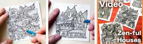 ZEN-FUL houses video Lesson. Домики в стиле дудл-арт (Eni Oken)