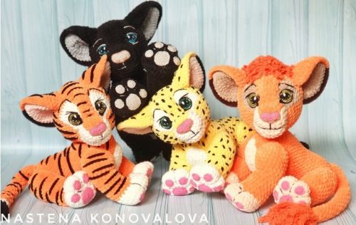 [Игрушки] Мастер-класс 4 игрушки : Тигруша, Леопардик, Пантерка, Львеночек (Анастасия Коновалова)