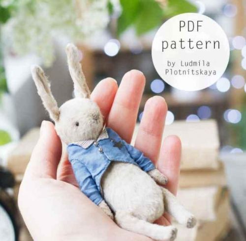 Выкройка зайчика тедди из вискозы с жакетом 12 и 18 см (Людмила Плотницкая)
