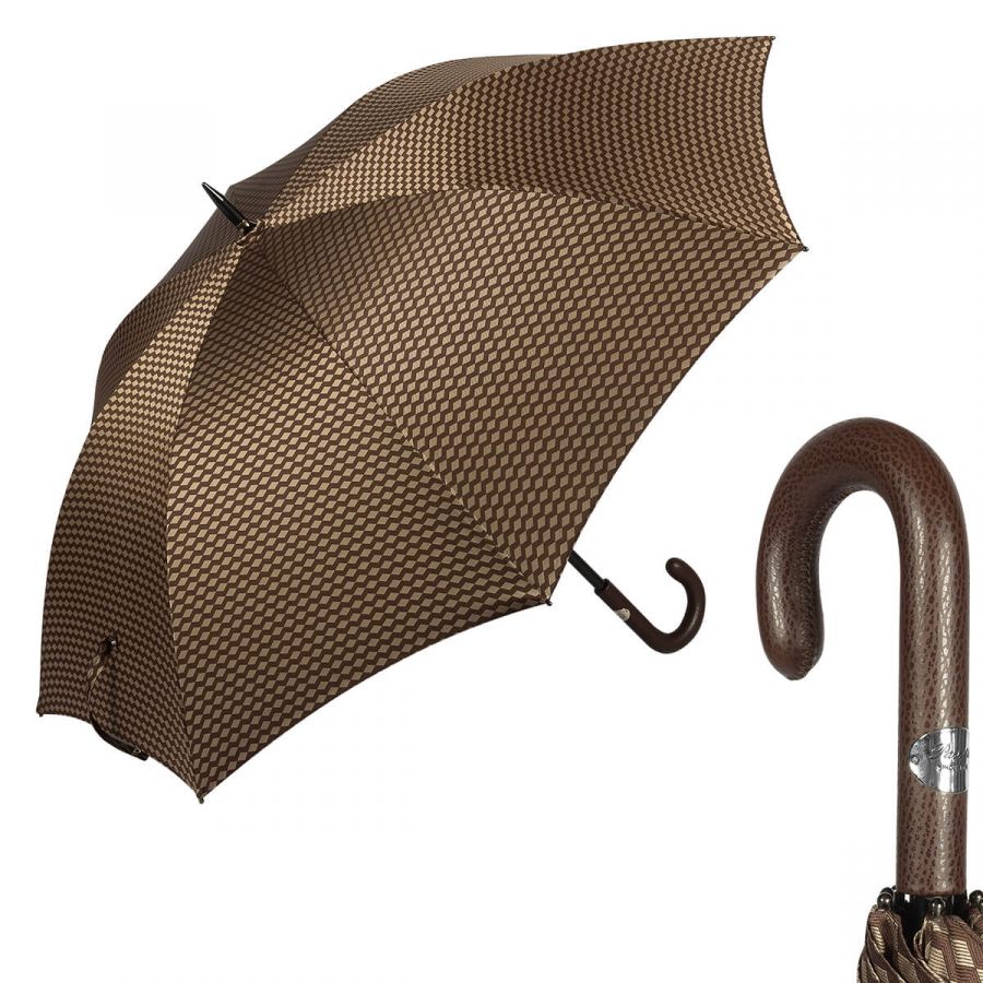 Зонт-трость Pasotti Esperto Classic Pelle Atene Marrone