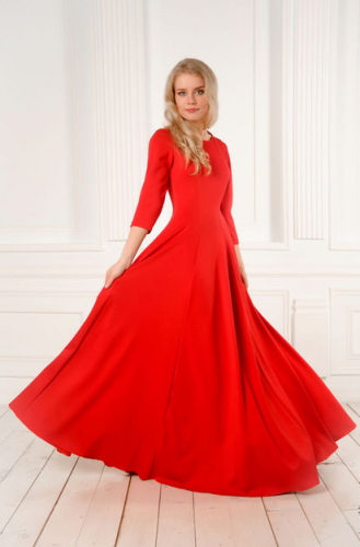 Выкройка длинного платья в пол клёш с рельефами (Вера Ольховская)