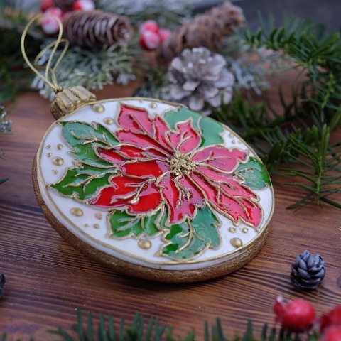 Витражный пряник с цветком на Новый Год (Виктория Назаренко)