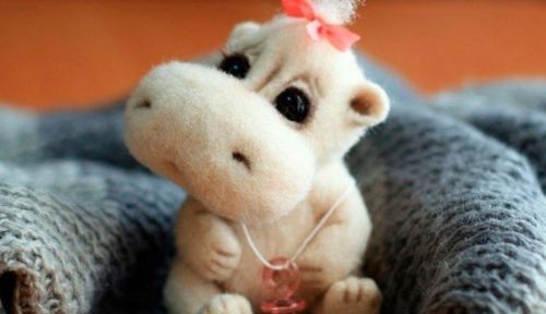 Ваша первая игрушка из шерсти - Бегемотик с подвижной головой (Татьяна Баракова)