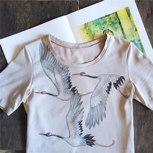 Роспись по одежде «Журавли» (Lena Marru)