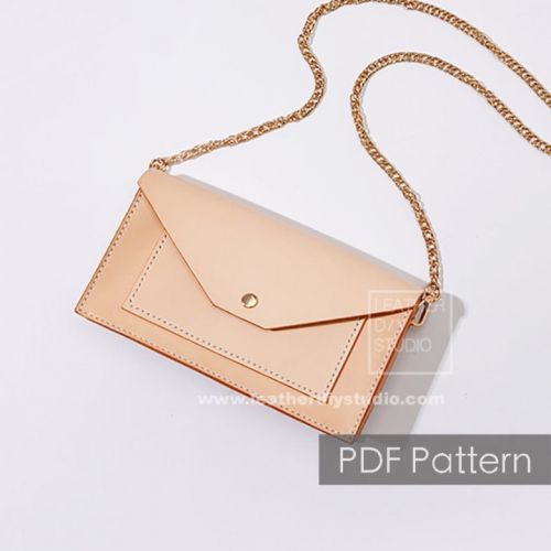 Кожаная сумочка на цепочке, модель «Crossbody №38» (LeatherDIYStudio)