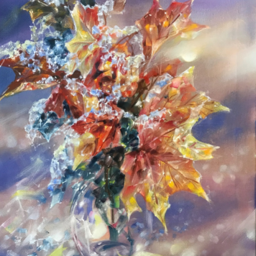 Иней на кленовых листьях (Александр Маранов)