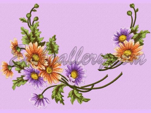 Дизайн машинной вышивки 'Весёлые герберы' (embgallery)