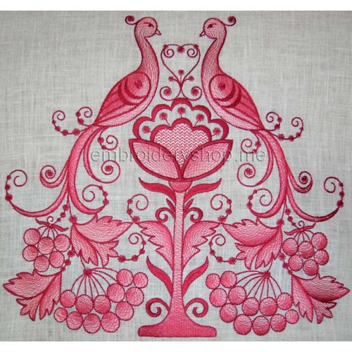 Дизайн машинной вышивки 'Рушник с птицами wed0005_195x279 мм (+2 части)' [Embroideryshop]