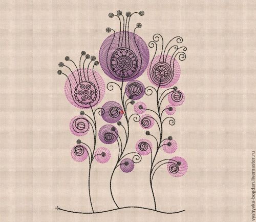 Дизайн машинной вышивки 'Цветочки в кружочках bt151' [Дизайн студия Bogdan]