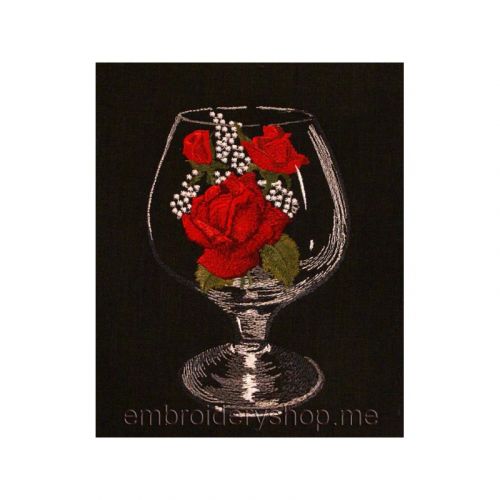 Дизайн машинной вышивки 'Бокал с розами' art0002 [Embroideryshop]