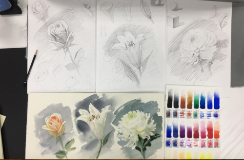 Цветы в акварели (Елена Базанова)